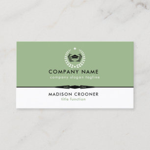 Carte De Visite Logo Professionnel Élégant Blanc Sage Vert Personn