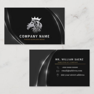 Carte De Visite Logo Professionnel Élégant Lion Argent