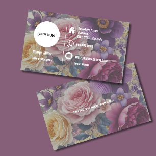 Carte De Visite logo professionnel fleuri coloré