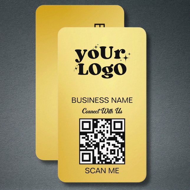 Carte De Visite Logo professionnel Gold QR Code | Black Gold (Créateur téléchargé)