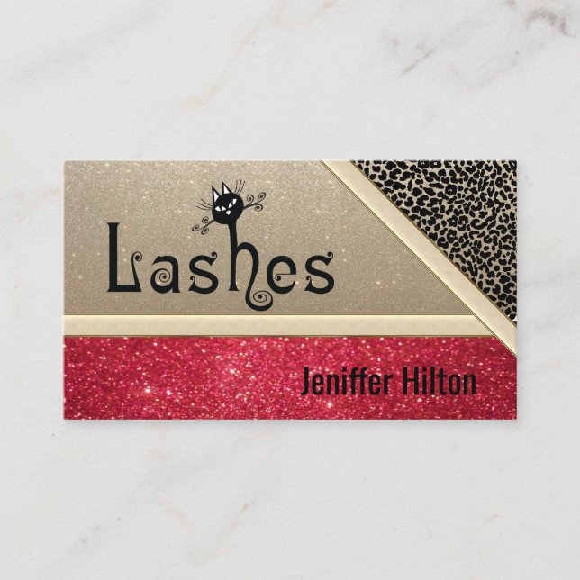 Carte De Visite logo professionnel léopard glittery cat lashes (Devant)