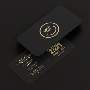 Carte De Visite Logo Professionnel Médias Sociaux Élégant Noir