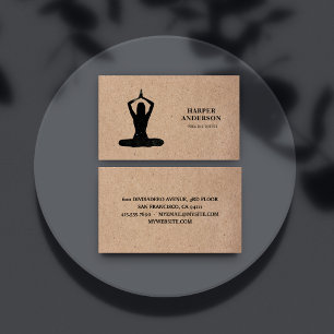 Carte De Visite Logo professionnel minimal Black Yoga Instructor