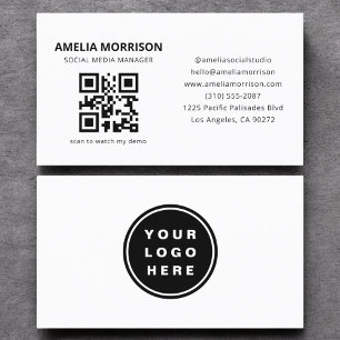 Carte De Visite Logo professionnel minimaliste de code QR moderne