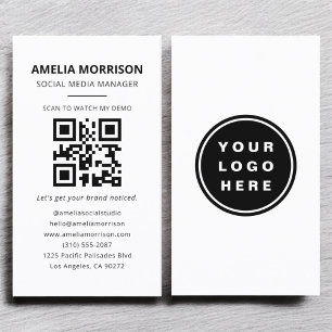 Carte De Visite Logo professionnel minimaliste de code QR moderne