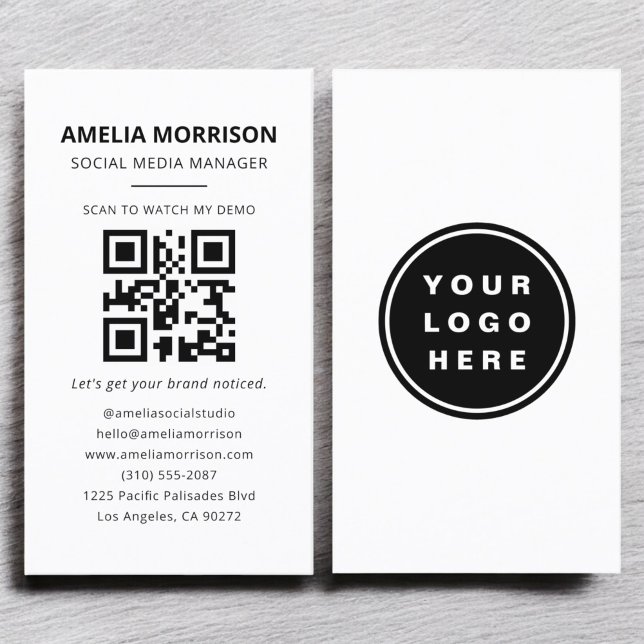 Carte De Visite Logo professionnel minimaliste de code QR moderne (Créateur téléchargé)