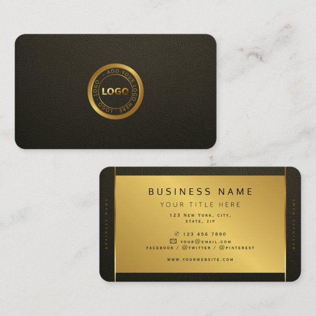 Carte De Visite Logo professionnel minimaliste moderne foncé & or  (Devant / Derrière)
