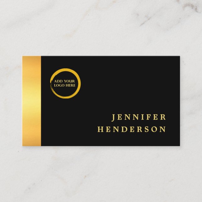 Carte De Visite Logo professionnel moderne chic or noir (Devant)