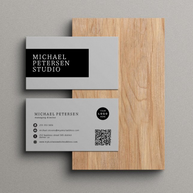 Carte De Visite Logo professionnel moderne code QR (Créateur téléchargé)