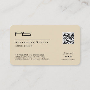 Carte De Visite Logo Professionnel Monogramme Crème Beige