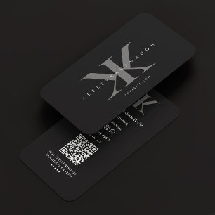 Carte De Visite Logo professionnel monogramme minimum K gris noir