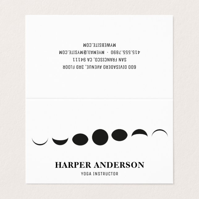 Carte De Visite Logo professionnel Monogramme noir Lune (Extérieur déplié)
