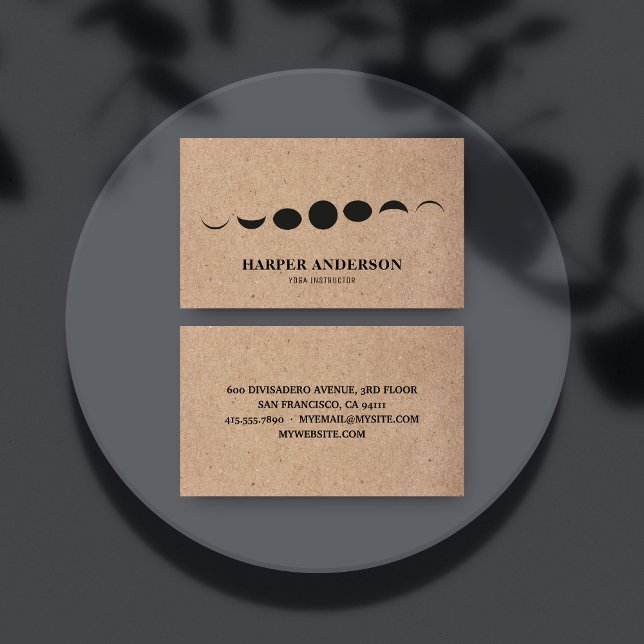Carte De Visite Logo professionnel Monogramme noir Lune (Créateur téléchargé)