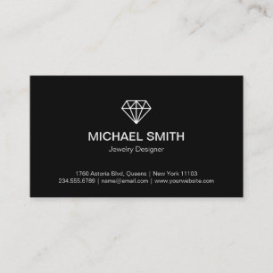 Carte De Visite Logo professionnel noir blanc moderne diamant