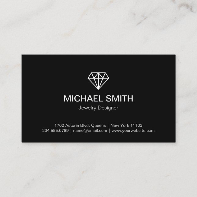 Carte De Visite Logo professionnel noir blanc moderne diamant (Devant)
