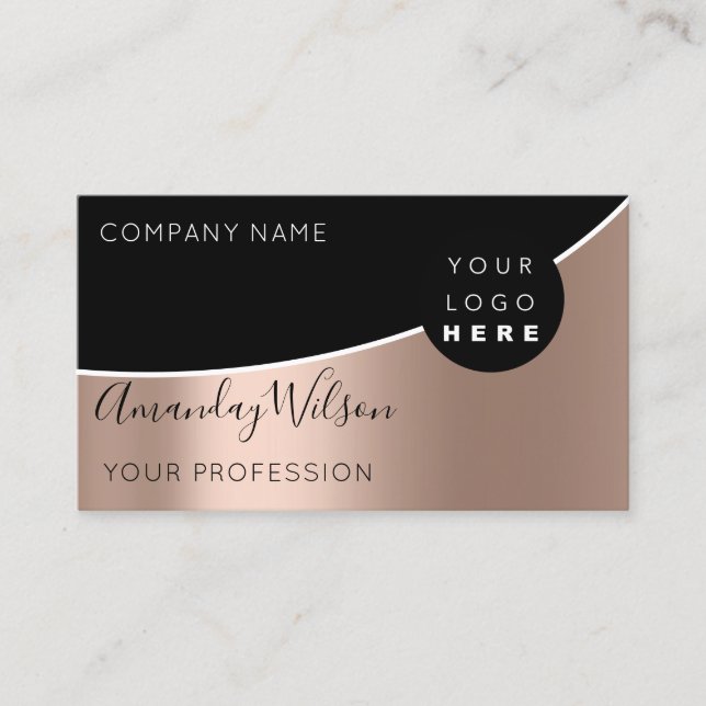 Carte De Visite Logo professionnel noir blanc unique (Devant)
