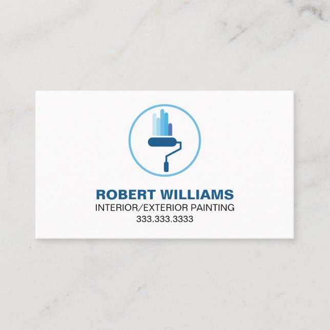 Carte De Visite Logo professionnel Peintre Maison Blanche Bleue (Devant)