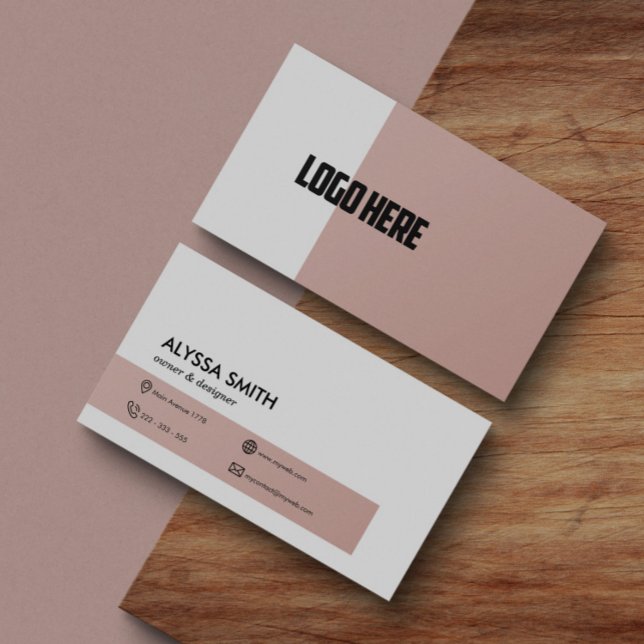 Carte De Visite Logo professionnel personnalisé Rose rose élégant (Créateur téléchargé)