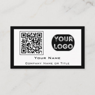 Carte De Visite Logo professionnel QR Code noir blanc minimaliste