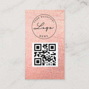 Carte De Visite Logo professionnel Rose Gold QR Code