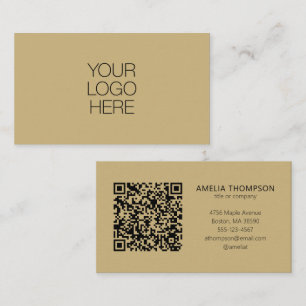 Carte De Visite Logo professionnel Tan Code QR Brown