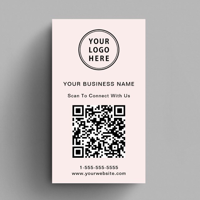 Carte De Visite Logo promotionnel moderne QR Code rose (Capture attention, make connections, and leave a lasting impression with our modern QR business card)