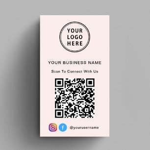 Carte De Visite Logo promotionnel QR Code rose