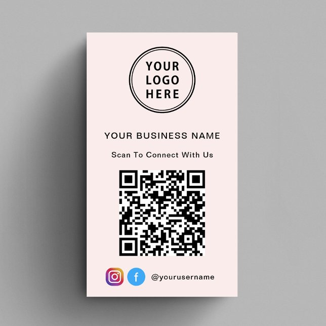 Carte De Visite Logo promotionnel QR Code rose (Capture attention, make connections, and leave a lasting impression with our modern QR business card)