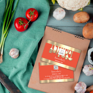 Carte De Visite Logo QR Chef personnel Cuisine Restaurant FoodCora