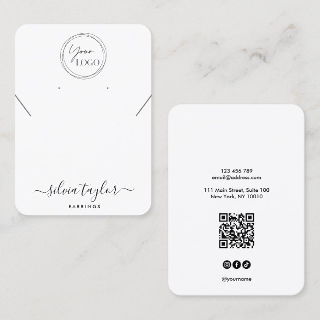 Carte De Visite Logo QR Code bijoux collier d'oreille (Devant / Derrière)