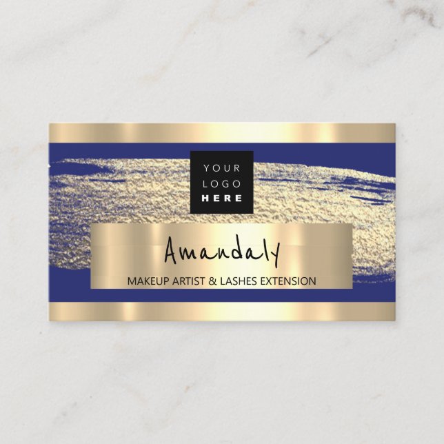 Carte De Visite Logo QR CODE Logo Gold Blue Navy Professional (Devant)