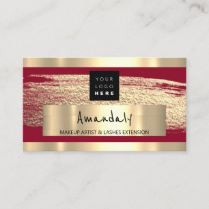 Carte De Visite Logo QR CODE Logo Gold Paint Burgundy