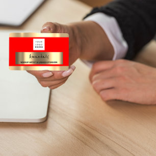 Carte De Visite Logo QR CODE personnalisé Red Gold