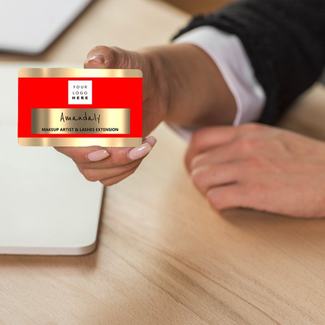 Carte De Visite Logo QR CODE personnalisé Red Gold (Custom QR CODE Logo Red Gold Business Card)