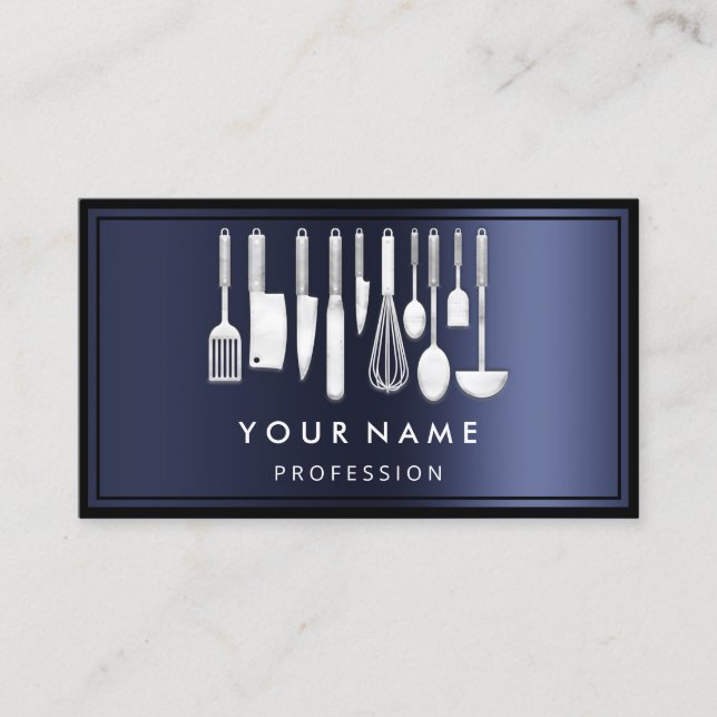 Carte De Visite Logo QR CODE Personnalisé Restaurant Cuisine Chef  (Devant)