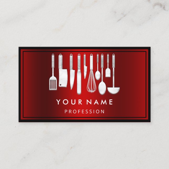 Carte De Visite Logo QR CODE Personnalisé Restaurant Cuisine Chef  (Devant)