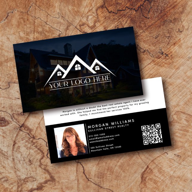 Carte De Visite Logo QR Code photo Agent immobilier (Créateur téléchargé)