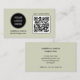 Carte De Visite Logo QR Code Professionnel Vert
