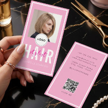 Logo QR Code Rose Élégant Moderne Coiffeur 