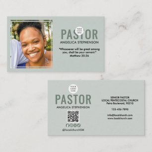 Carte De Visite Logo QR moderne de photo de Pâtre de l'église de c
