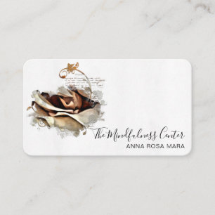 Carte De Visite *~* Logo QR Peach Coral Rose Floral Flower