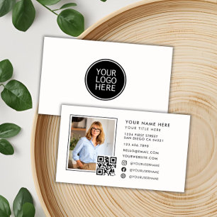 Carte De Visite Logo QR photo d'entreprise moderne minimaliste pro