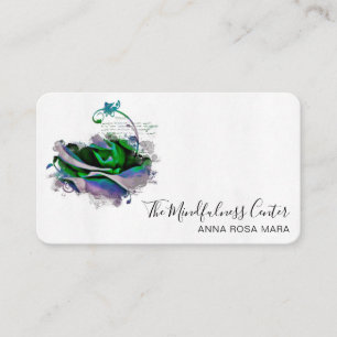 Carte De Visite *~* Logo QR Turquoise Blush Rose Floral Flower