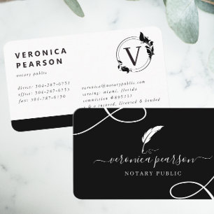 Carte De Visite Logo Quill de l'agent de signature publique du not