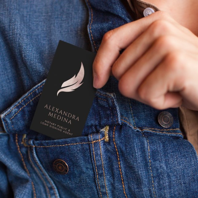 Carte De Visite Logo Quill Rose Notaire Chic Mobile (Créateur téléchargé)