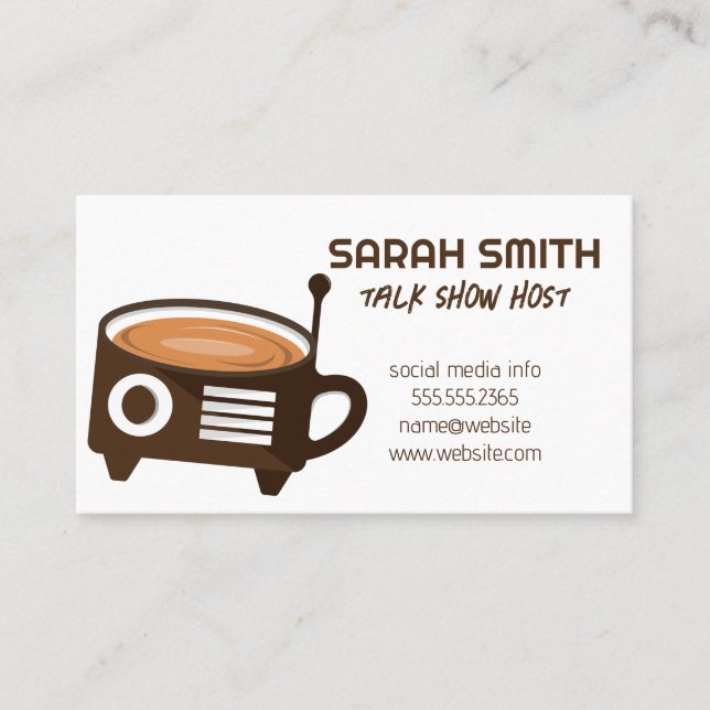 Carte De Visite Logo radio café | Hôte de présentation de baladodi (Devant)