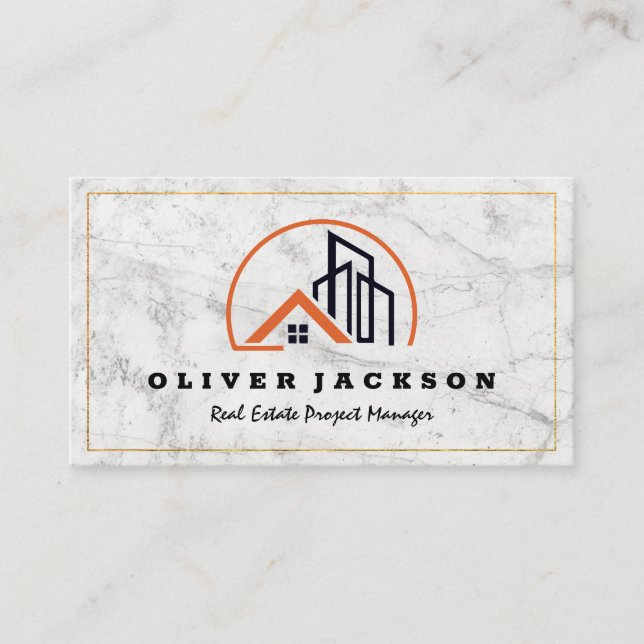 Carte De Visite Logo résidentiel et commercial | MARBRE BLANC (Devant)