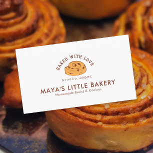 Carte De Visite Logo Rétro Boulangerie Roulé à la Cannelle Pâtissi