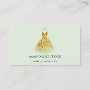 Carte De Visite Logo Robe Mode Boutique Événement Gold Mint Gree