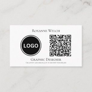 Carte De Visite Logo rond Code QR Entreprise Entreprise Minimal